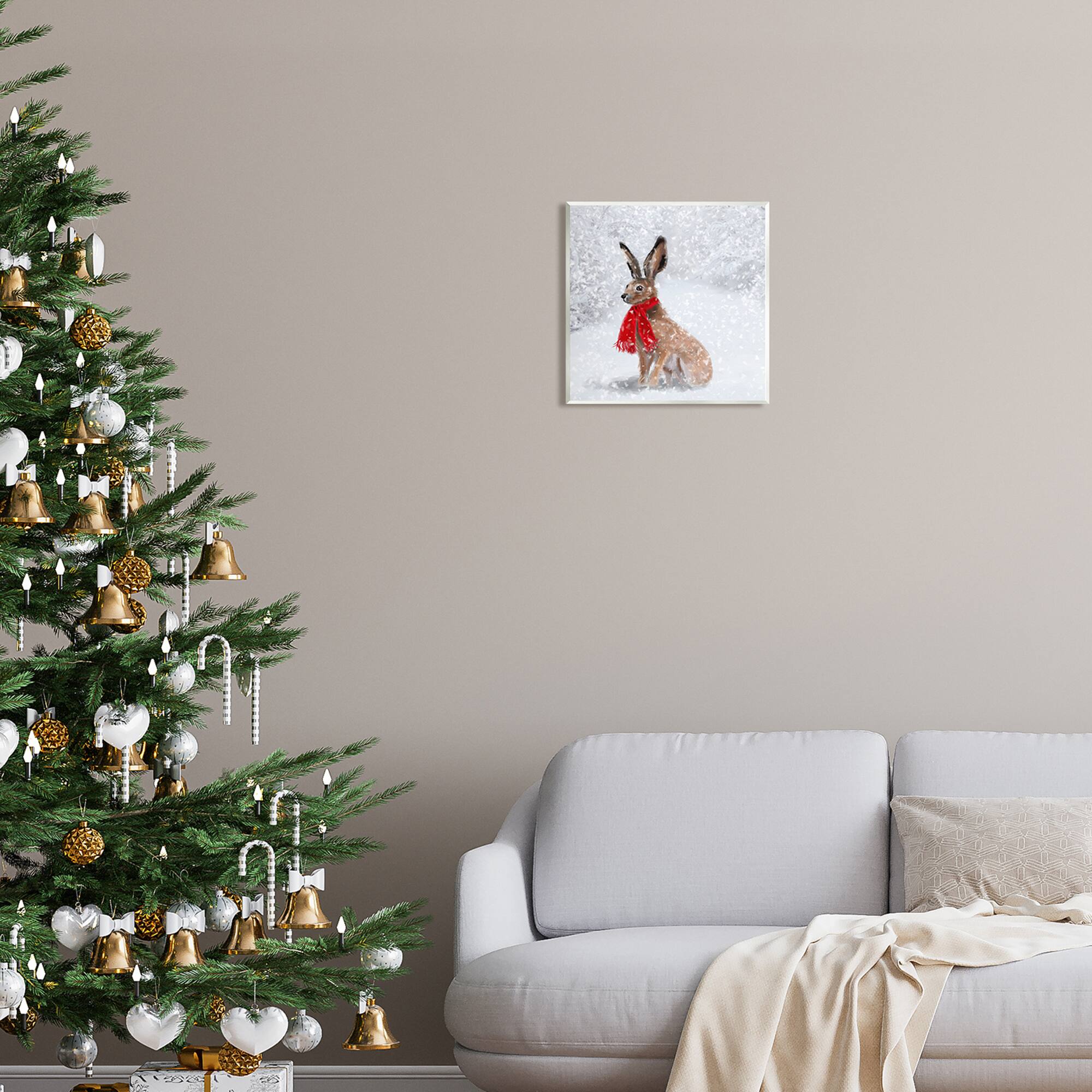 Stupell Industries Winter Rabbit in Red Scarf Wall Art Plaque